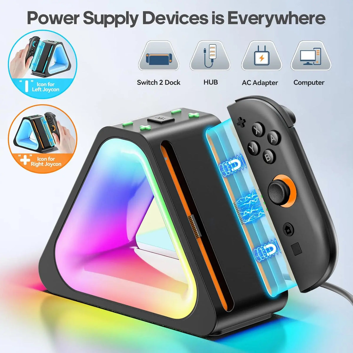 Station de Charge RGB 4-en-1 Nintendo Switch 2 – Joy-Con
