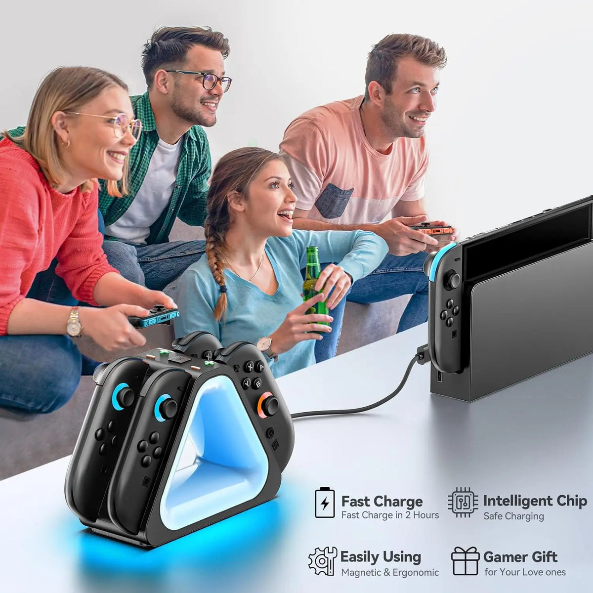 Station de Charge RGB 4-en-1 Nintendo Switch 2 – Joy-Con